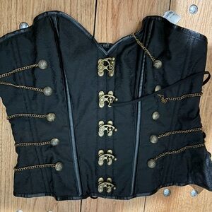 Elegant Black Corset Top with Gold Accents